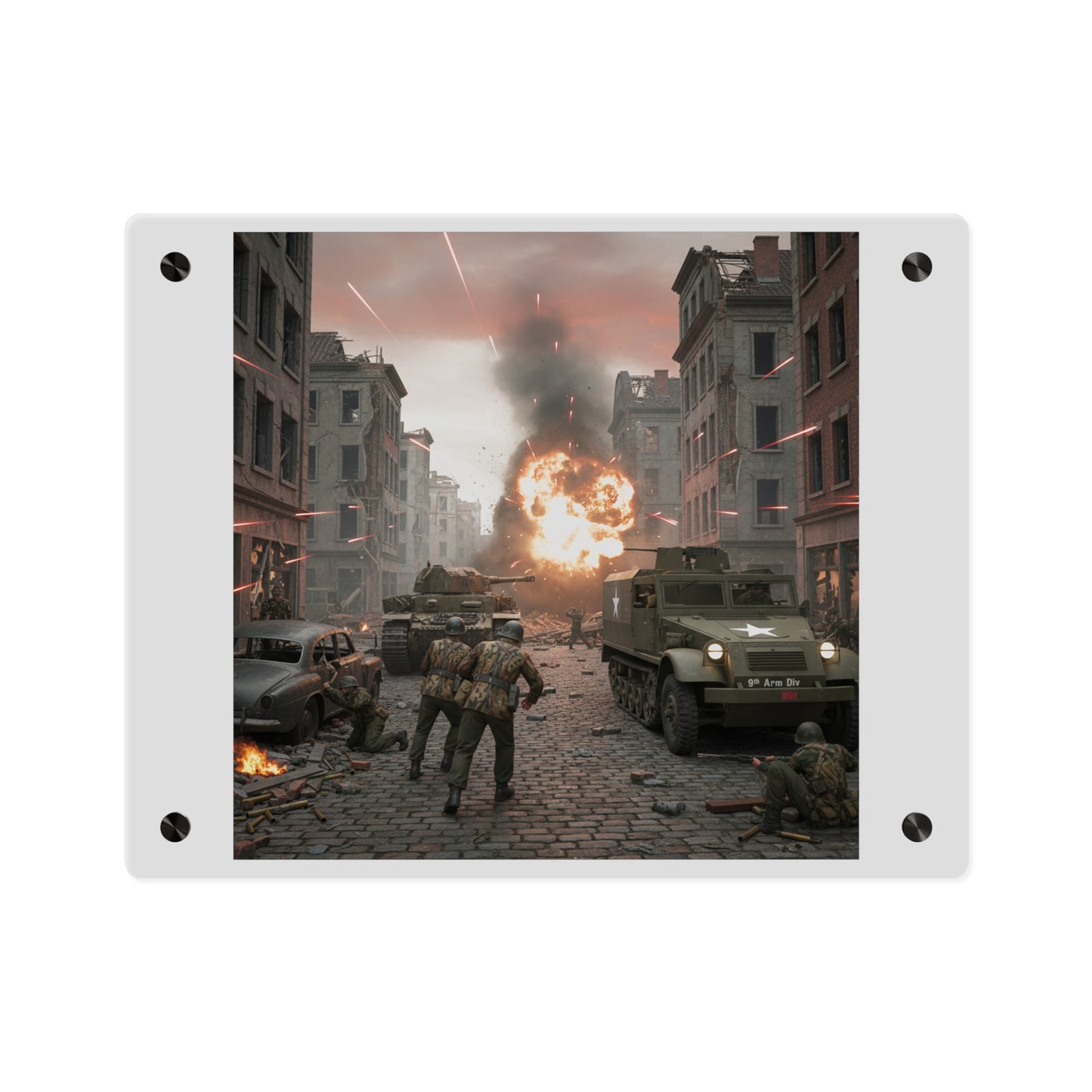 Acrylic Wall Art Panel - M3A1 - 9th Armor Division Attack - WWII