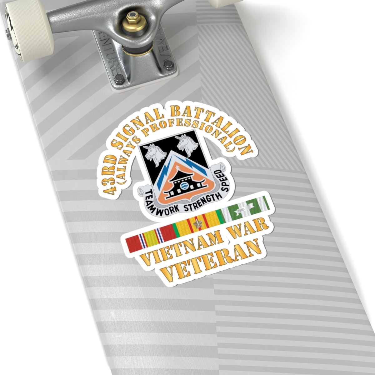 Kiss - Cut Stickers - Army - 43rd Signal Battalion - Vietnam War Veteran - DUI w VN SVC X 300