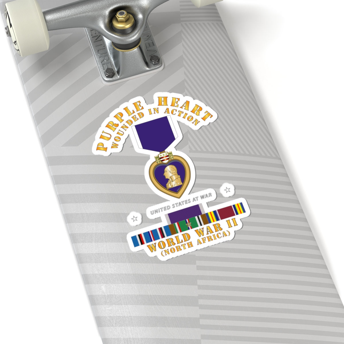Kiss-Cut Stickers - Purple Heart - WIA w WWII SVC w Purple Heart - North Africa