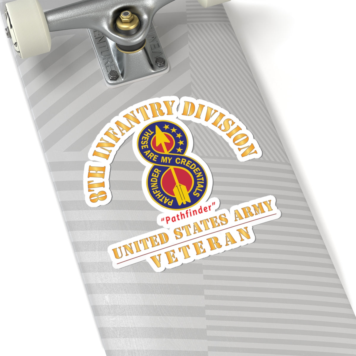 Kiss - Cut Stickers - Army - DUI - 8th Infantry Division - Pathfinder - US Army Veteran X 300