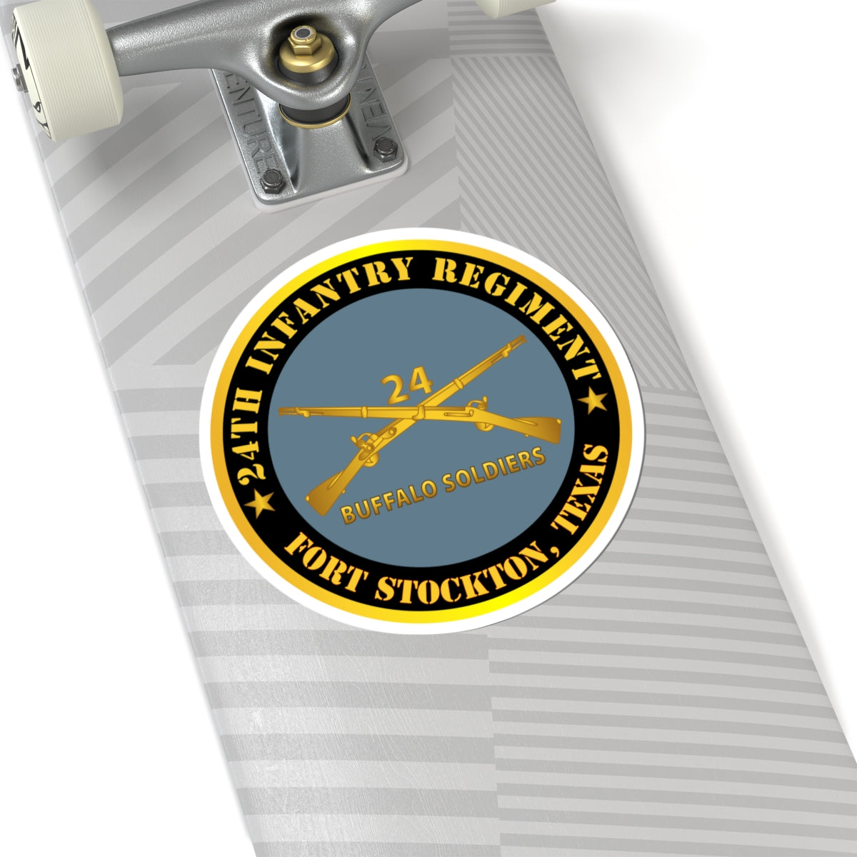Kiss-Cut Stickers - Army - 24th Infantry Regiment - Fort Stockton, TX - Buffalo Soldiers w Inf Branch X 300