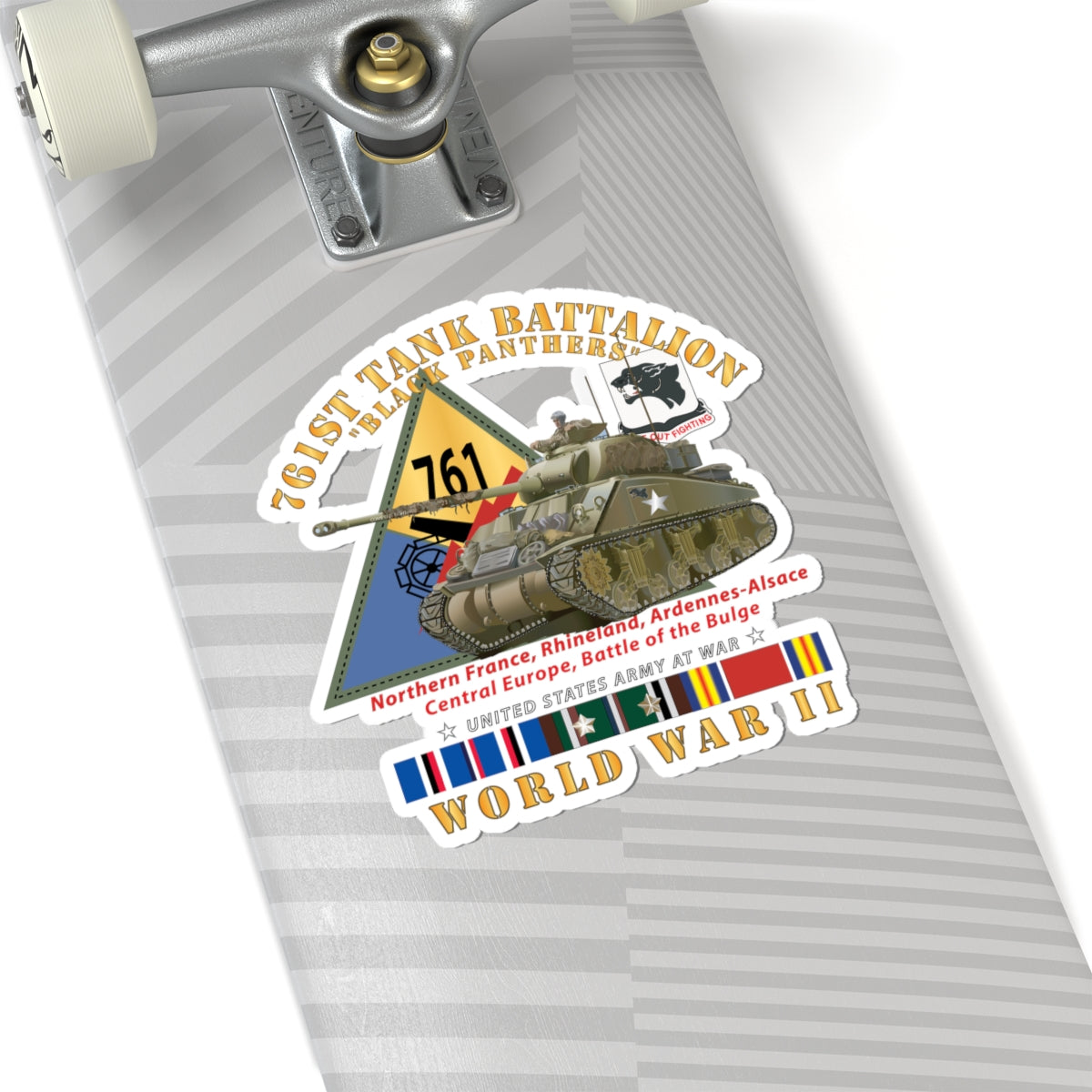 Kiss-Cut Stickers - Army - 761st Tank Battalion - Black Panthers - w Tank w SSI WWII  EU SVC