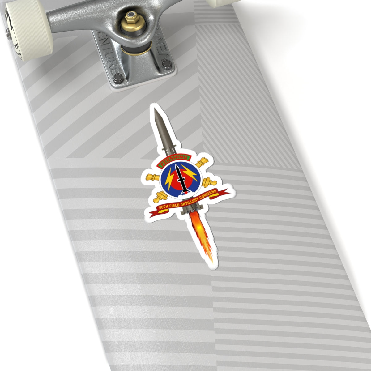 Kiss - Cut Stickers - Army - 56th Field Artillery Command - SSI w Br - Ribbon w Pershing - Firing