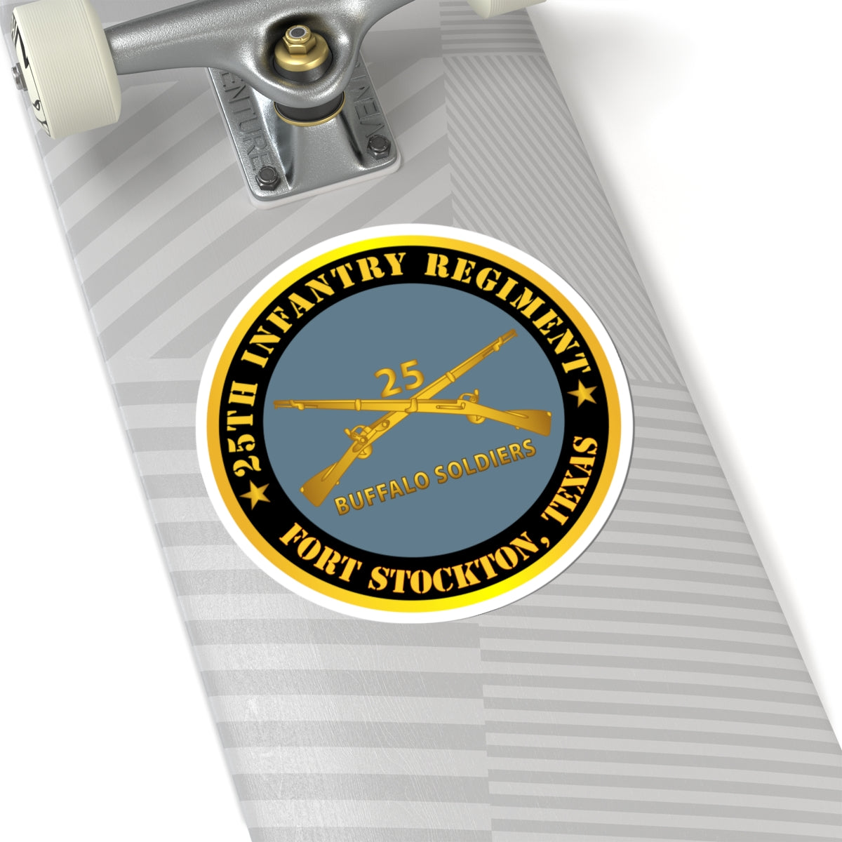 Kiss-Cut Stickers - Army - 25th Infantry Regiment - Fort Stockton, TX - Buffalo Soldiers w Inf Branch X 300