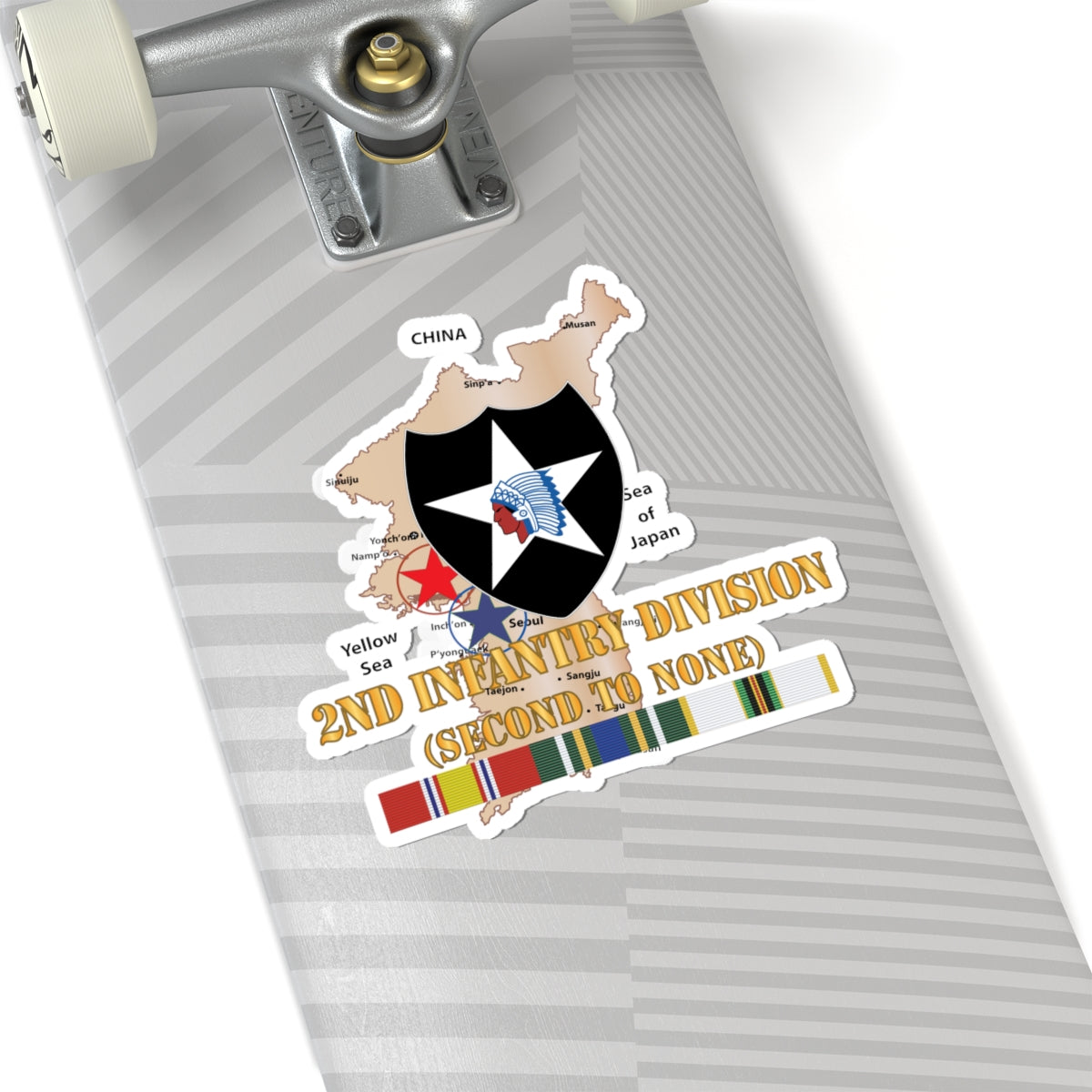 Kiss-Cut Stickers - Army - Korea Map - 2nd Infantry Div - Second to None w SVC X 300