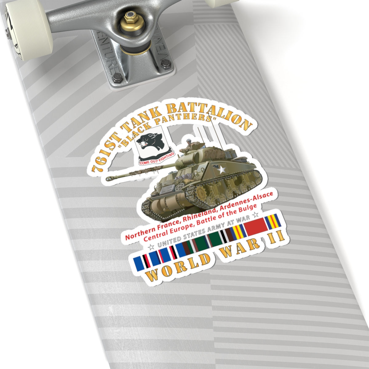 Kiss-Cut Stickers - 761st Tank Battalion - Black Panthers - w Tank WWII EU SVC