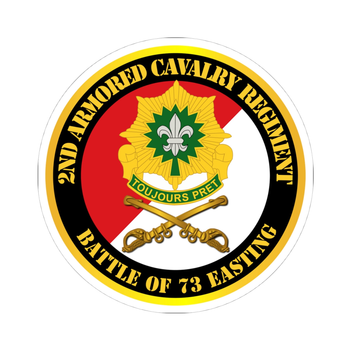 Kiss-Cut Stickers - 2nd Armored Cavalry Regiment DUI - Red White - Battle of 73 Easting