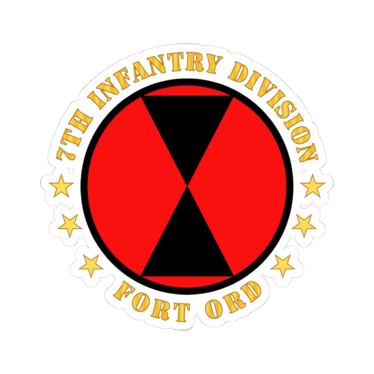 Kiss-Cut Stickers - 7th Infantry Division - Fort Ord wo BkGrd
