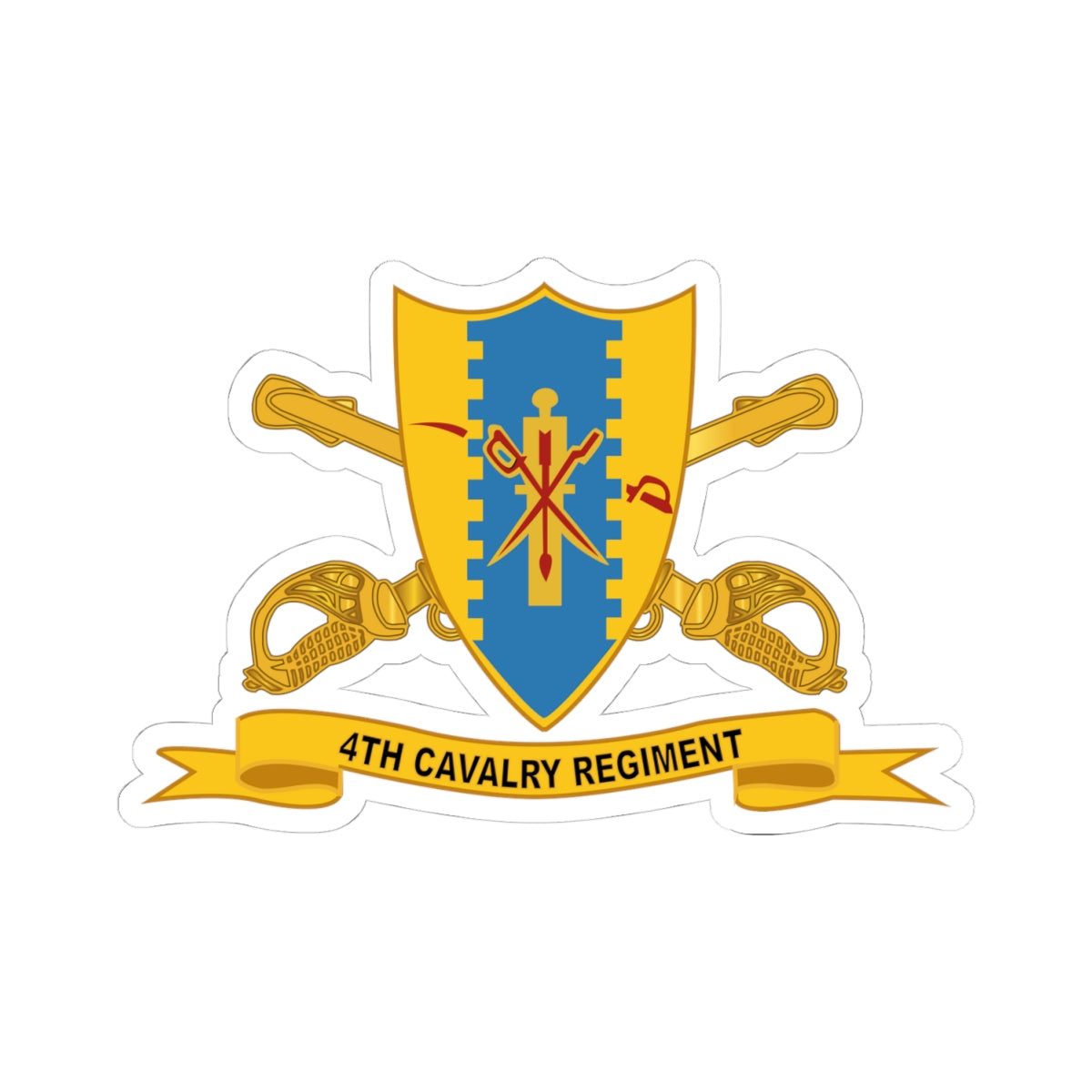 Kiss-Cut Stickers - 4th Cavalry Regiment w Br - Ribbon