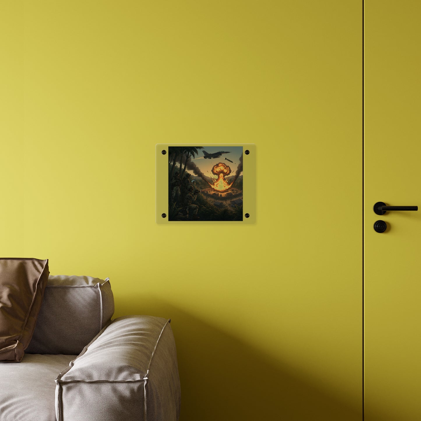 Acrylic Wall Art Panel - Jungle Drug Lab Destruction w Explosions