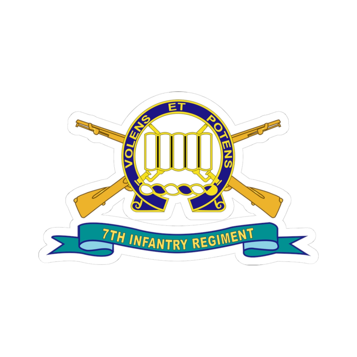 Kiss-Cut Stickers - 7th Infantry Regiment w Br - Ribbon X 300
