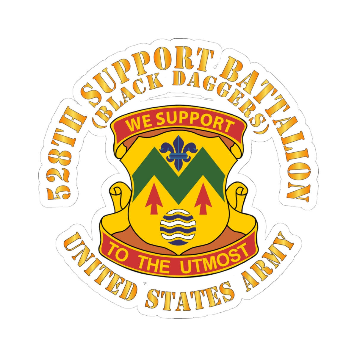 Kiss-Cut Stickers - 528th Support Battalion - DUI - Black Daggers X 300