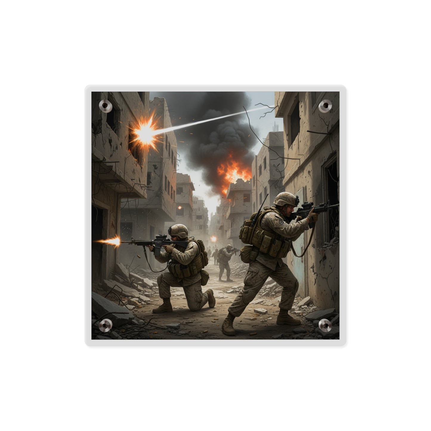 Acrylic Wall Art Panel - Marines in  the 2nd Battle of Fallujah