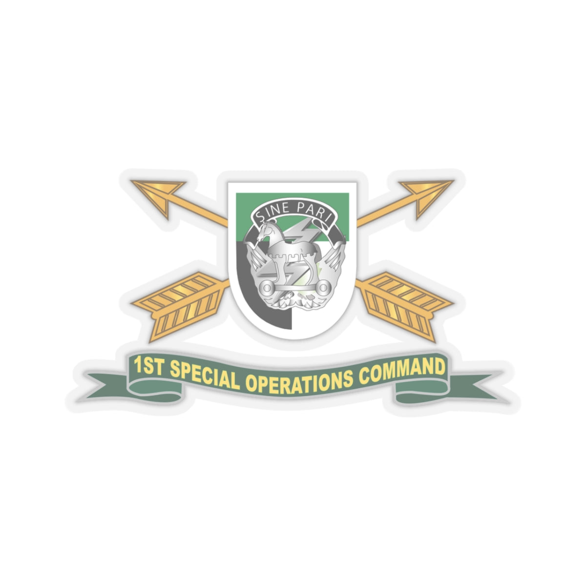 Kiss-Cut Stickers - 1st Special Operations Command (SOCOM) Flash w Br - Ribbon X 300