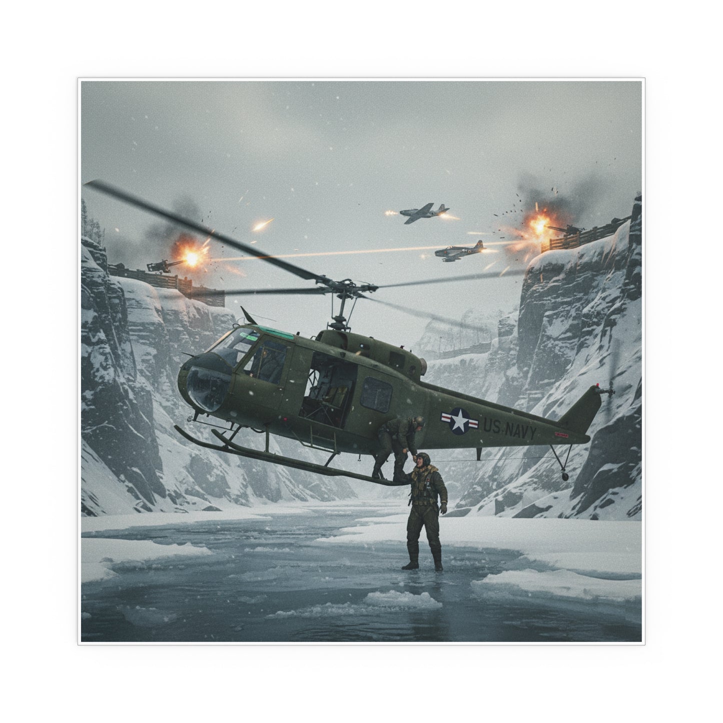 Indoor and Outdoor Silk Posters - Rescue Mission from Majon-ni and Samdong-ni attack - Korean War