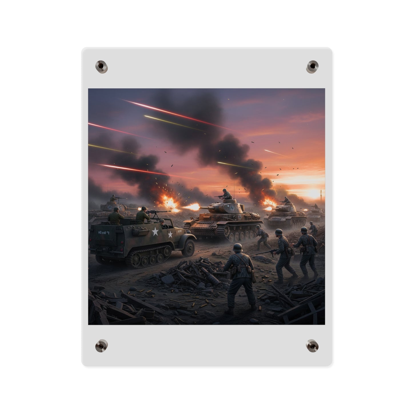 Acrylic Wall Art Panel - M3A1 Half-track 9th Armor Division vs German Armor