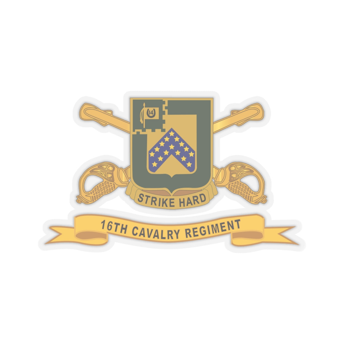 Kiss-Cut Stickers - 16th Cavalry Regiment w Br - Ribbon