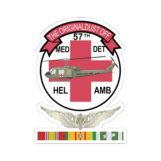 Kiss-Cut Stickers - 57th Medical Co - Original Dustoff - Vietnam w Crewmember Wings w VN SVC X 300