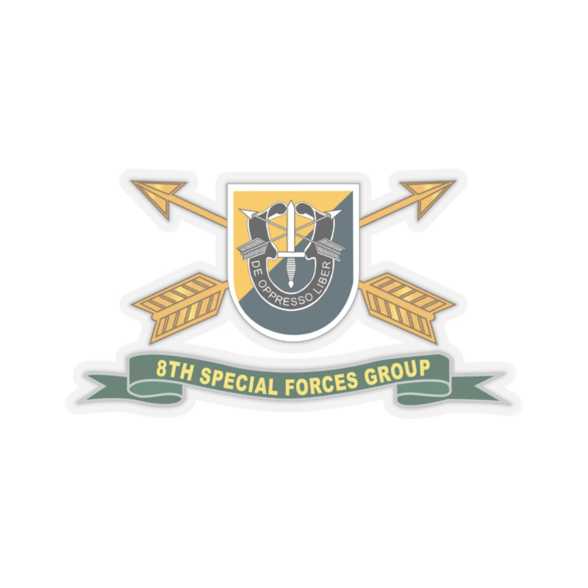 Kiss-Cut Stickers - 8th Special Forces Group - Flash w Br - Ribbon X 300
