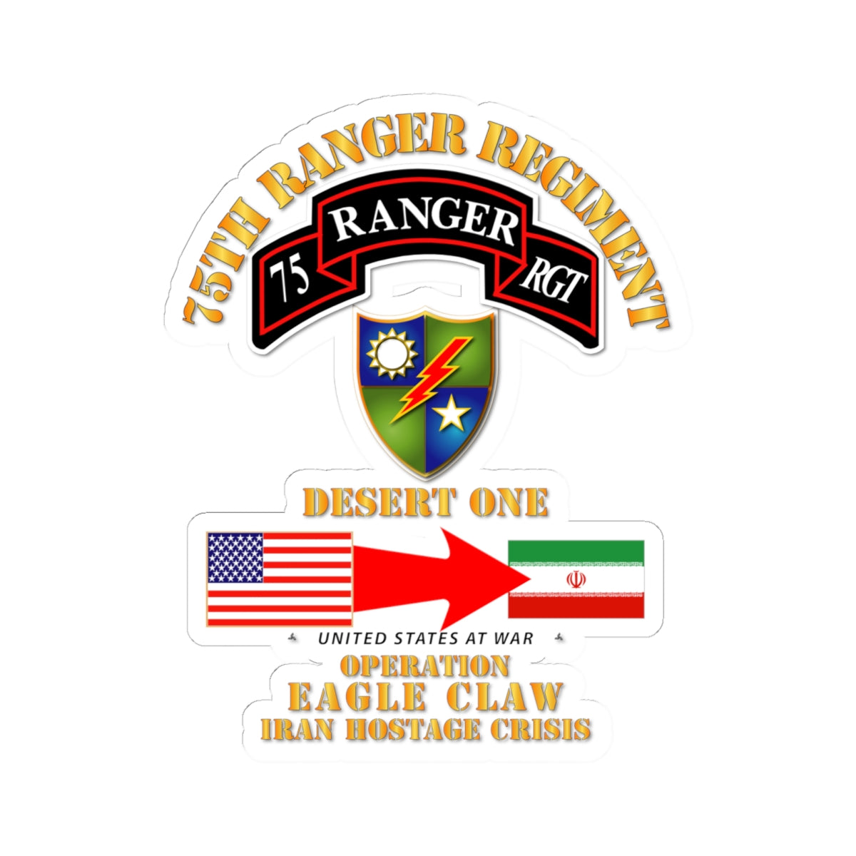 Kiss-Cut Stickers - SOF - Operation Eagle Claw - Iran - 75th Ranger Rgt