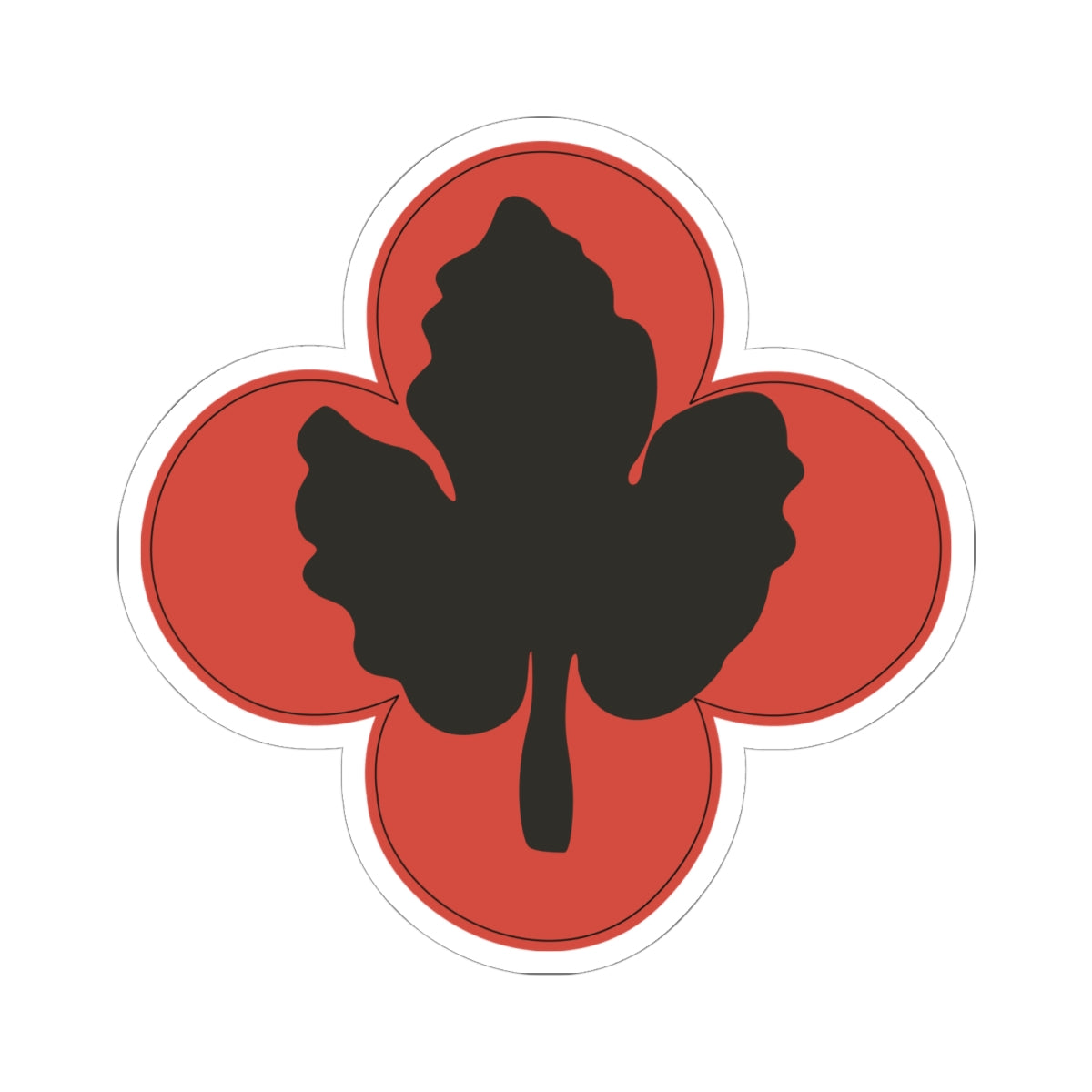 A kiss-Cut Stickers depicting The 43rd Infantry Division was a U.S. Army National Guard unit with elements primarily from Connecticut, Vermont, Rhode Island, and Maine. Its shoulder sleeve insignia (SSI) features a red circle with a gold winged victory emblem, symbolizing strength, speed, and honor.