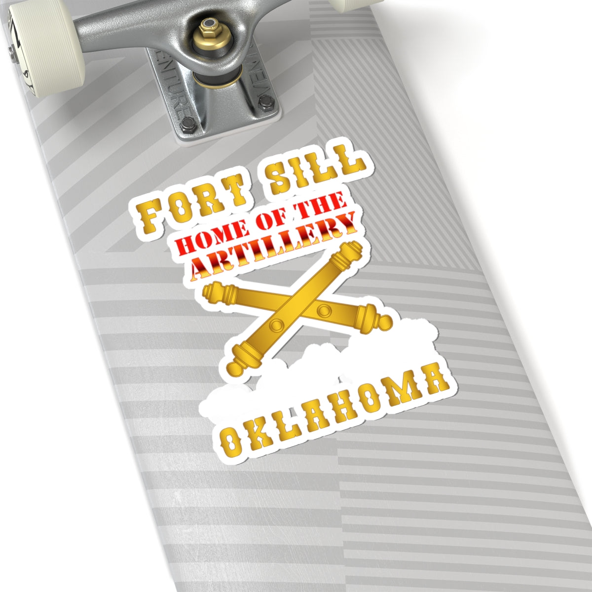 Kiss-Cut Stickers - Fort SIll, Home of Artillery w Cassion - Gold X 300