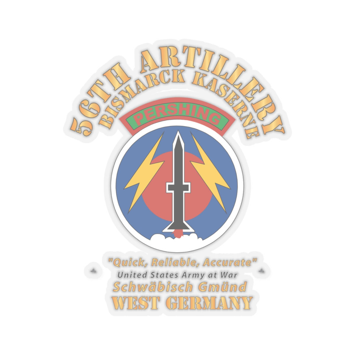 Kiss-Cut Stickers - 56th Artillery Command - Pershing - Bismarck Kaserne