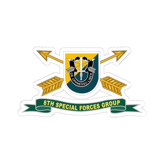 Kiss-Cut Stickers - 8th Special Forces Group - Flash w Br - Ribbon X 300