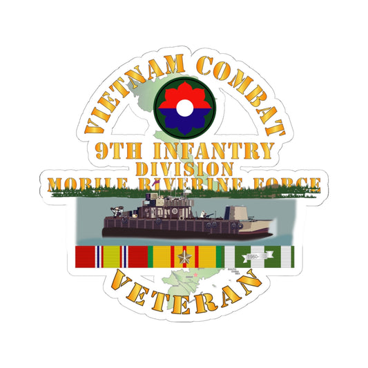Kiss-Cut Stickers - Vietnam Combat Vet w 9th Inf Div - Mobile Riverine Force w VN SVC
