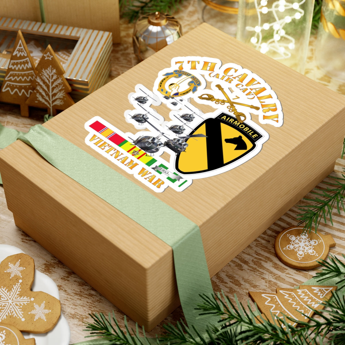 Kiss-Cut Stickers - 7th Cavalry (Air Cav) - 1st Cav Division w SVC