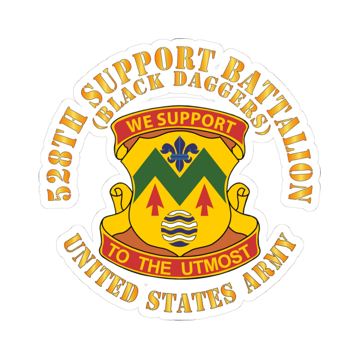 Kiss-Cut Stickers - 528th Support Battalion - DUI - Black Daggers X 300