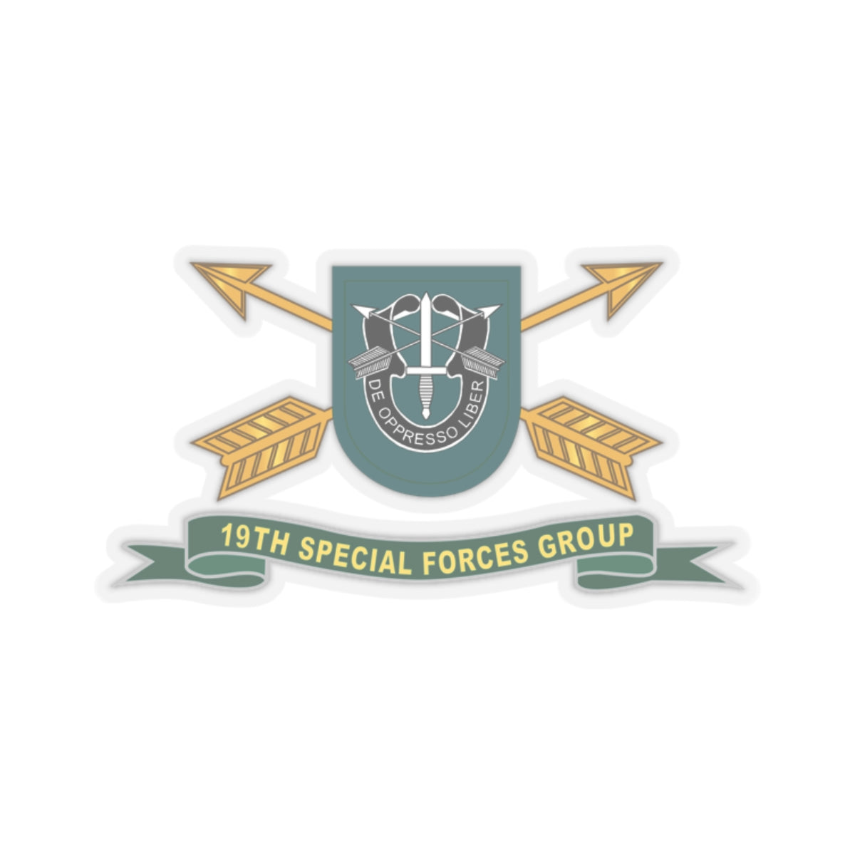 Kiss-Cut Stickers - 19th Special Forces Group - Flash w Br - Ribbon X 300