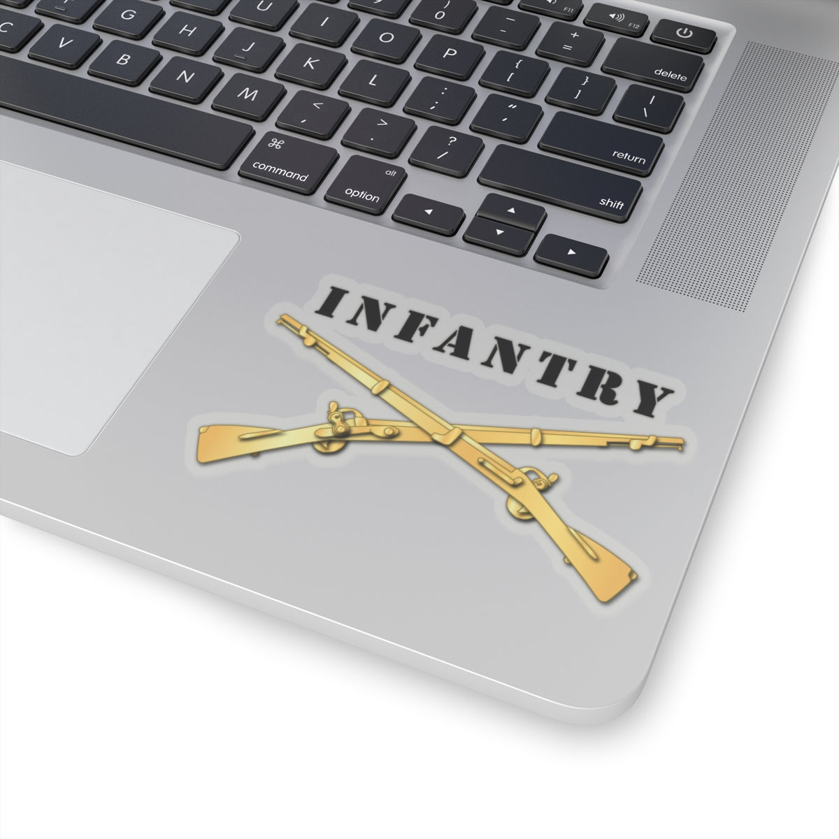 Kiss-Cut Stickers - Infantry Br - Crossed Rifles w Txt