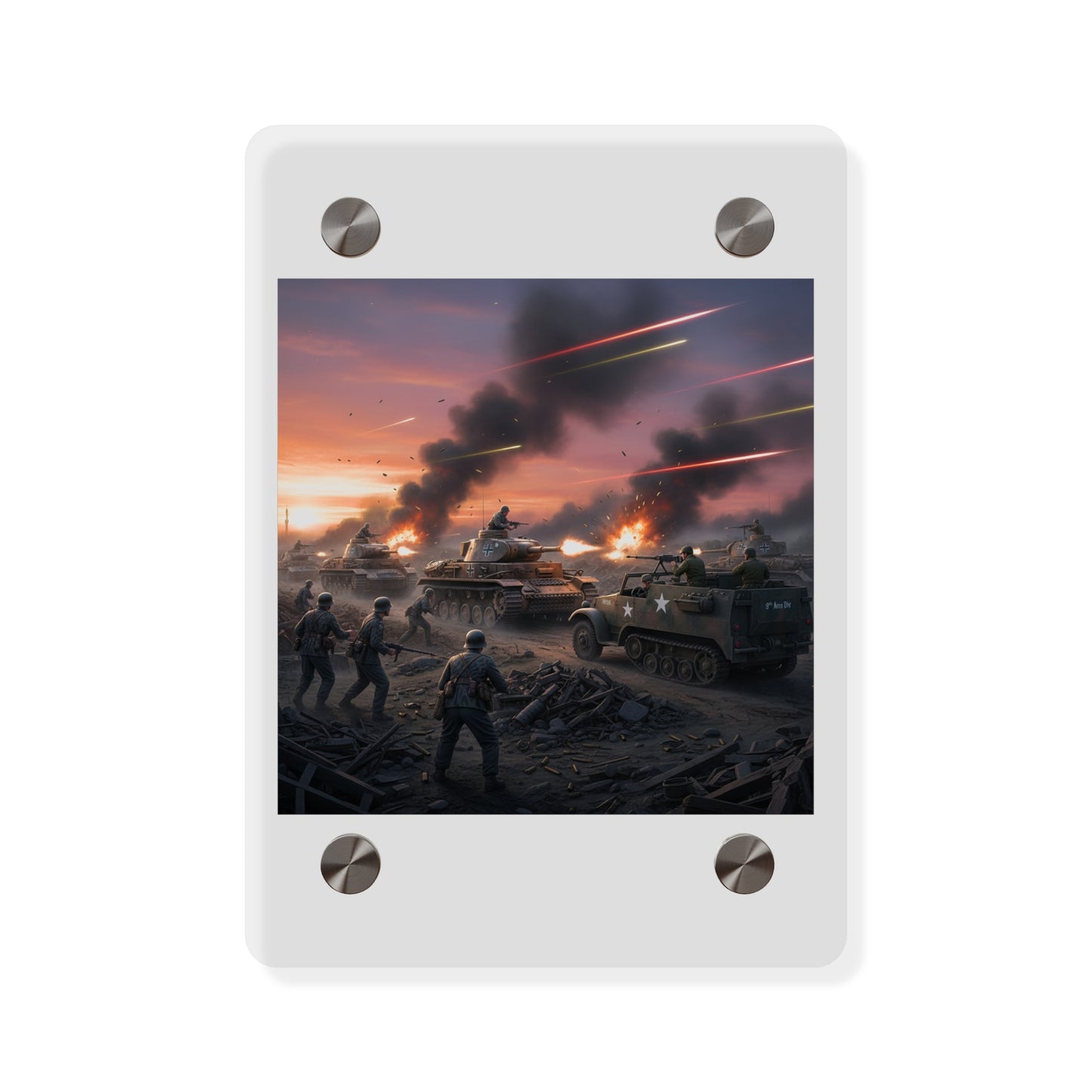 Acrylic Wall Art Panel - M3A1 Half-track 9th Armor Division vs German Armor