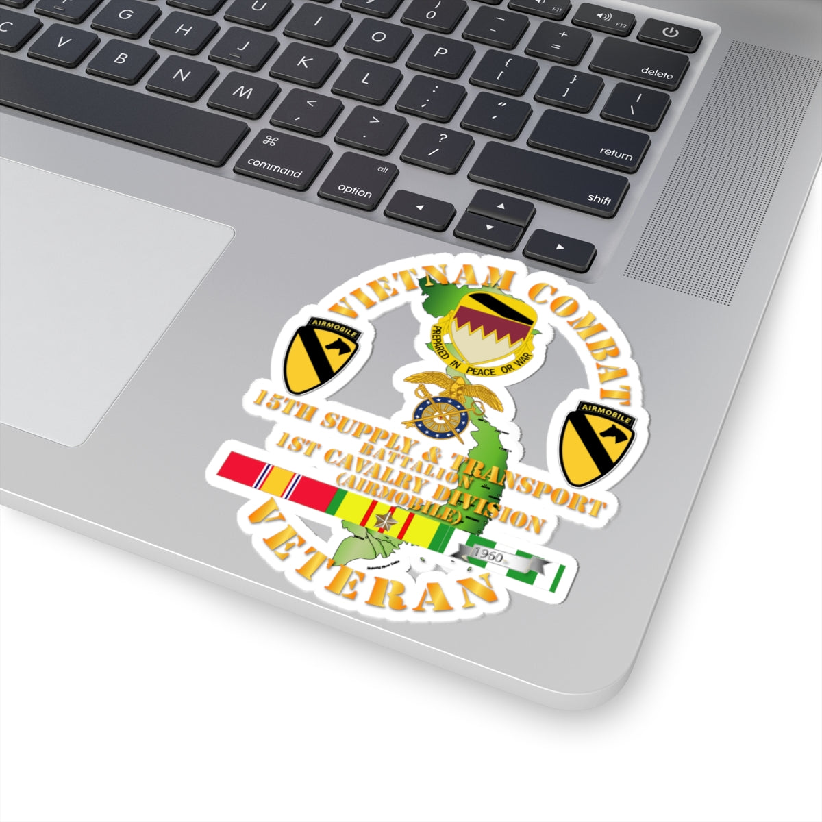Kiss-Cut Stickers - Vietnam Combat Cavalry Veteran w 15th Supply & Transport Bn - 1st Cav Div
