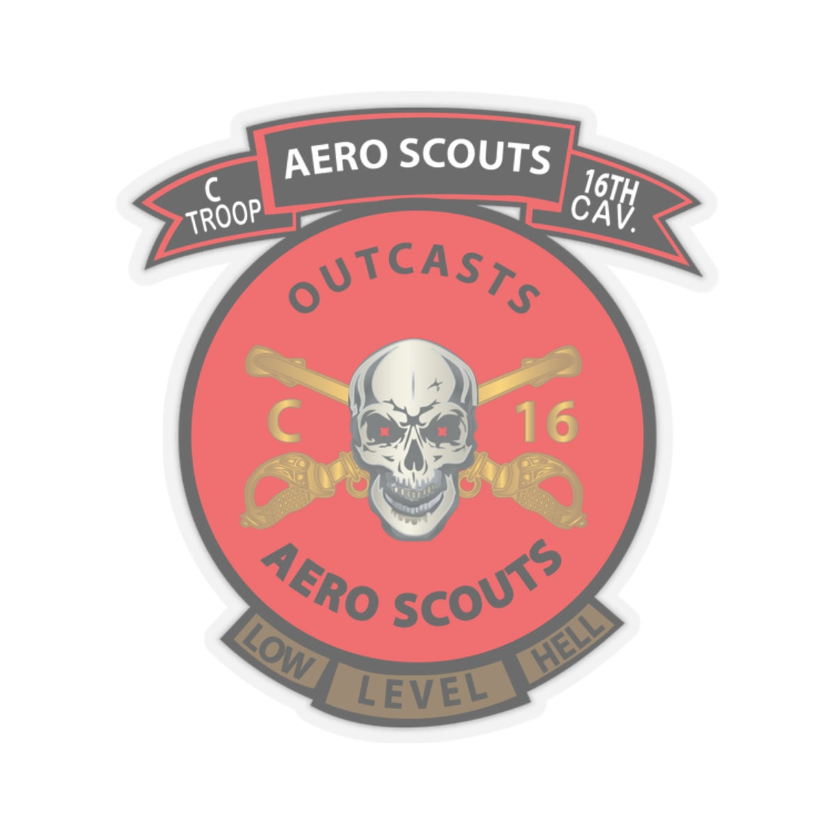 Kiss-Cut Stickers - C Co 16th Cavalry Regiment Aero Scouts - Vietnam - SSI X 300