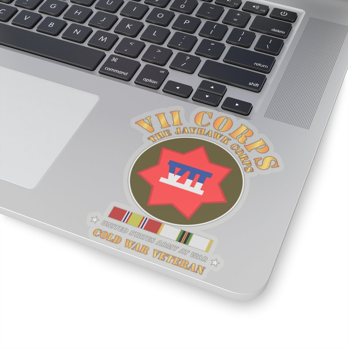 Kiss-Cut Stickers - VII Corps - The Jayhawk Corps - SSI w COLD WAR SVC X 300