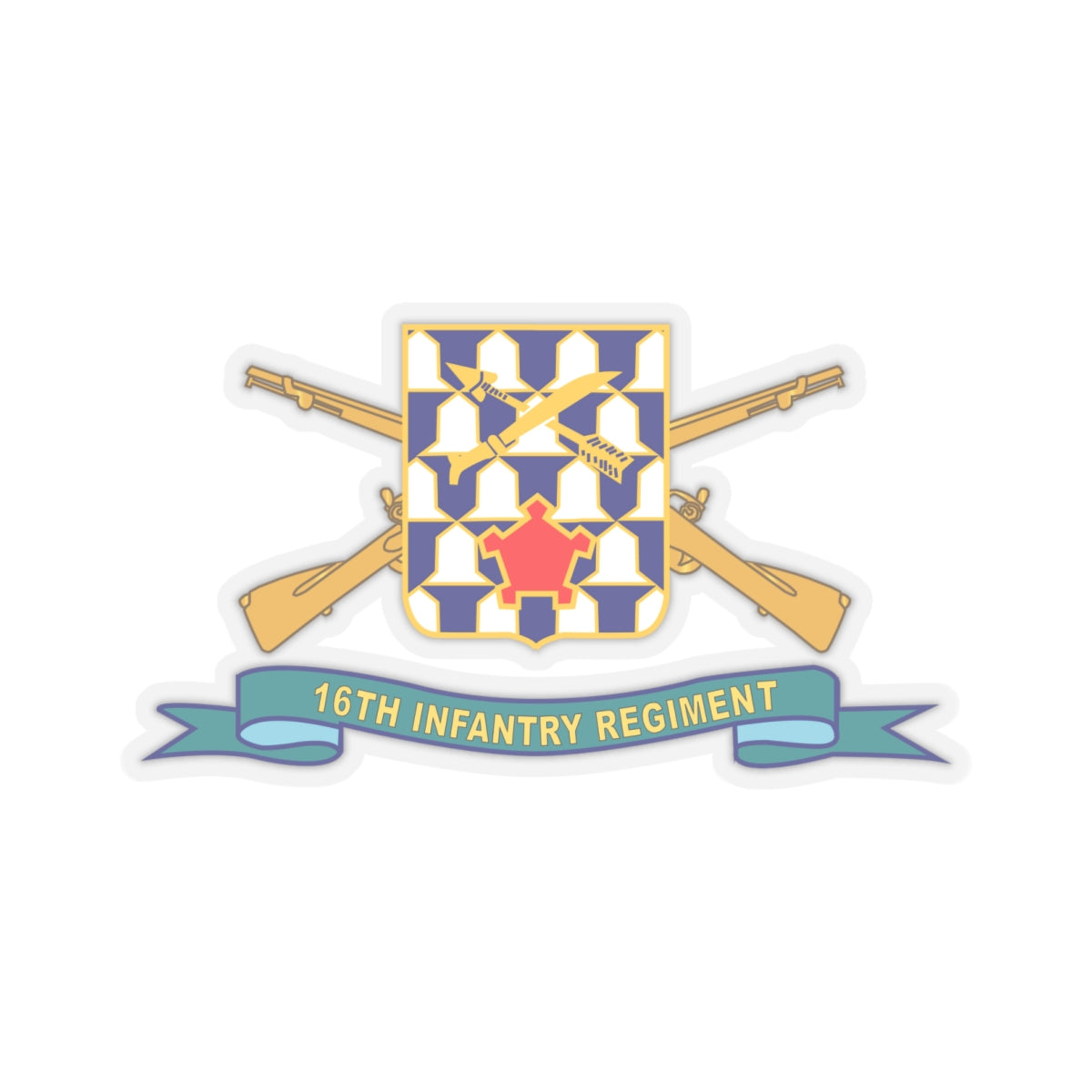 Kiss-Cut Stickers -16th Infantry Regiment - DUI w Br - Ribbon X 300