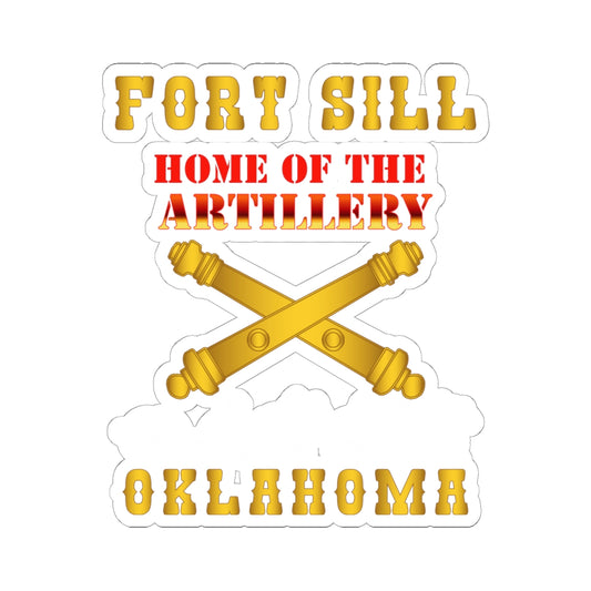 Kiss-Cut Stickers - Fort SIll, Home of Artillery w Cassion - Gold X 300