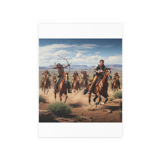Indoor and Outdoor Silk Posters - Apache Indians attacking a Pony Express Rider