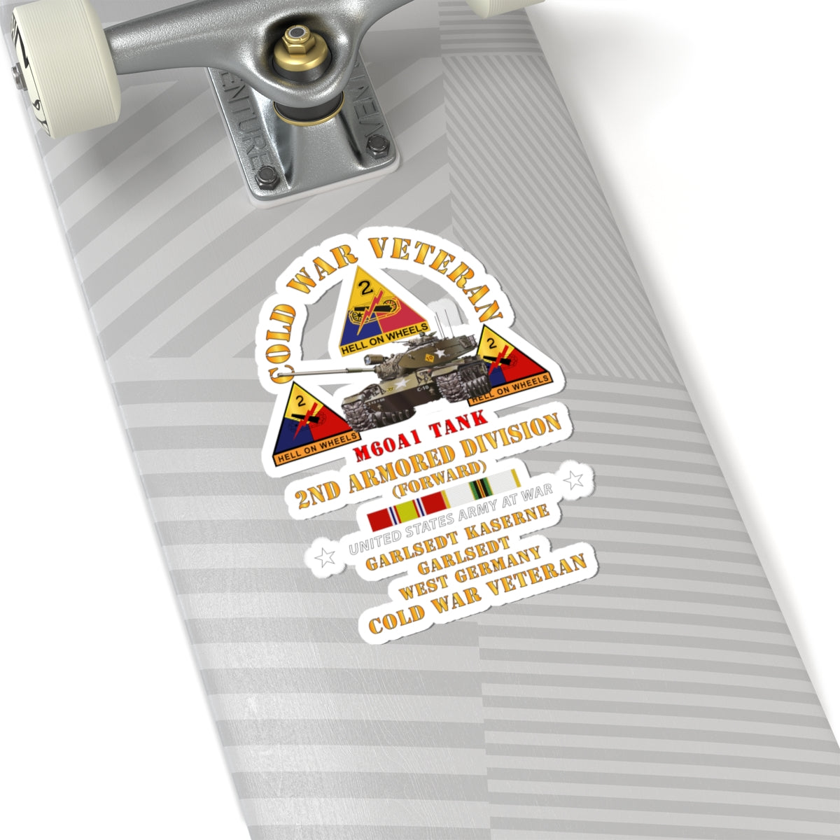 Kiss-Cut Stickers - Cold War Vet - 2nd Armored Division - Garlstedt, Germany - M60A1 Tank w COLD SVC