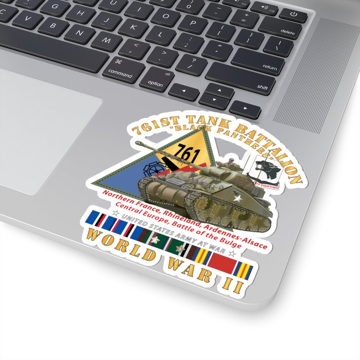 Kiss-Cut Stickers - 761st Tank Battalion - Black Panthers - w Tank w SSI WWII EU SVC