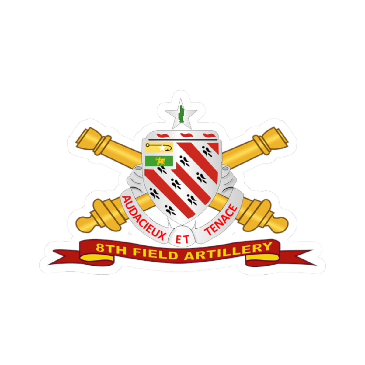 Kiss-Cut Stickers - 8th Field Artillery w Br - Ribbon