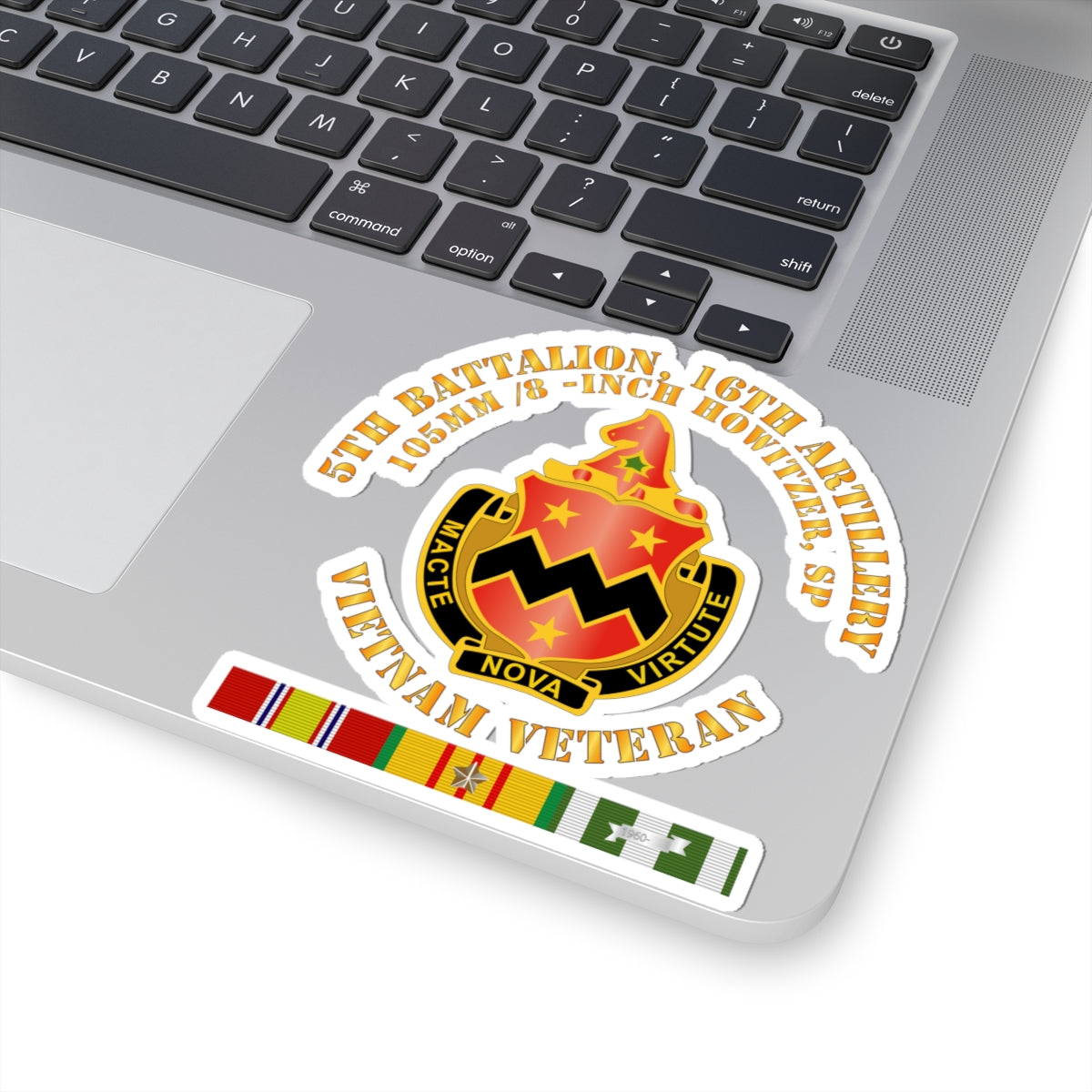 Kiss-Cut Stickers - 5th Battalion, 16th Artillery w SVC Ribbon V2