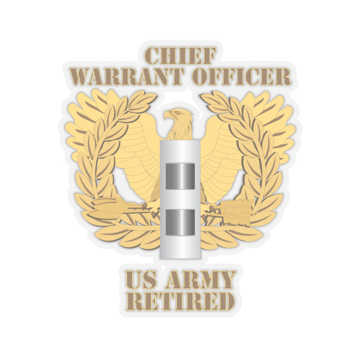 Kiss-Cut Stickers - Emblem - Warrant Officer - CW2 - Retired