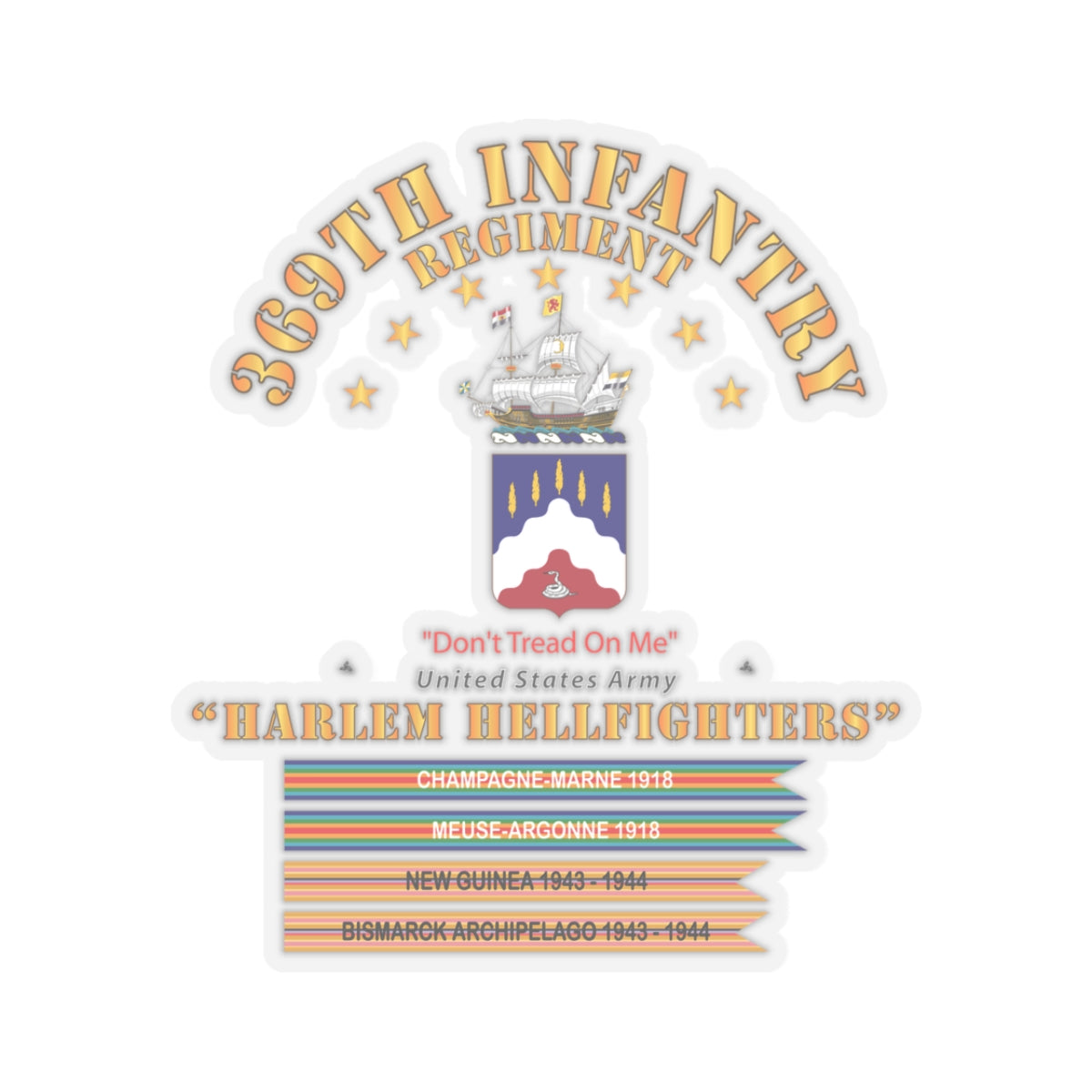 Kiss-Cut Stickers - 369th Infantry Regiment - Harlem Hellfighters w Streamers