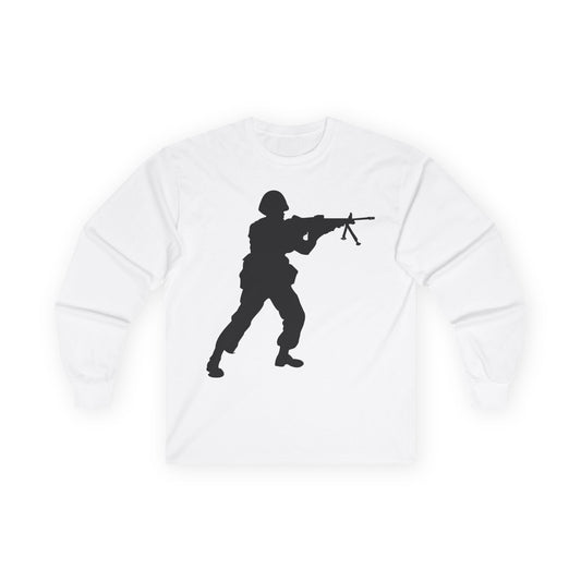Unisex Ultra Cotton Long Sleeve Tee -Army - Soldier - MG Assault - Silhouette X 300