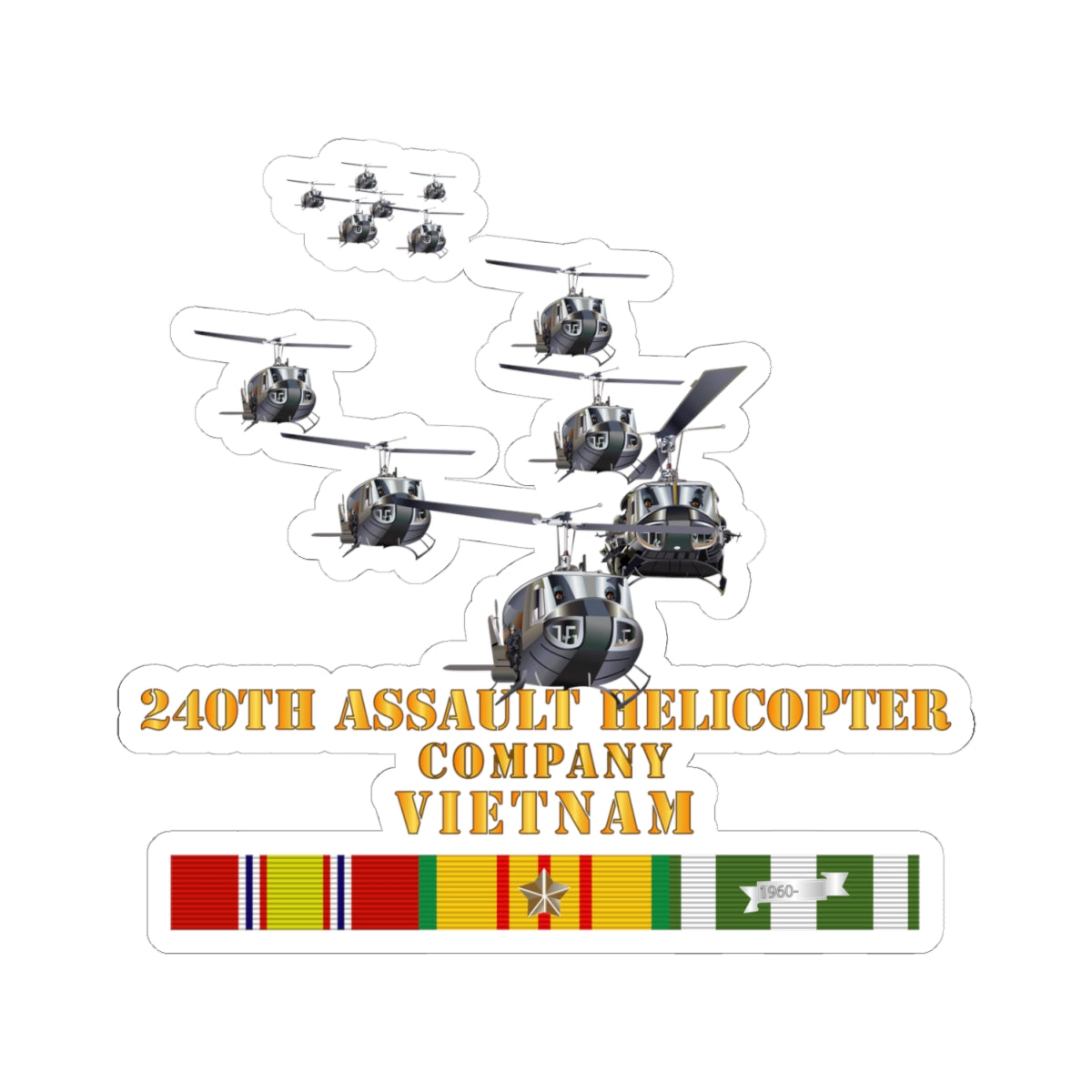 Kiss-Cut Stickers - 240th Assault Helicopter Co w VN SVC