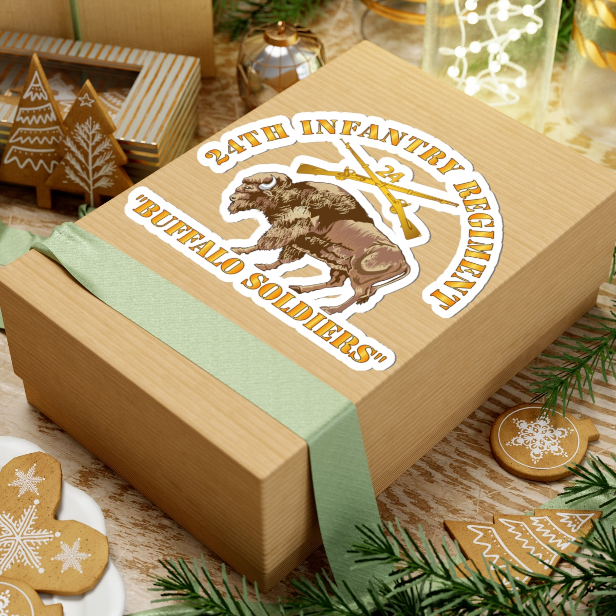 Kiss-Cut Stickers - 24th Infantry Regiment - Buffalo Soldiers w 24th Inf Branch Insignia