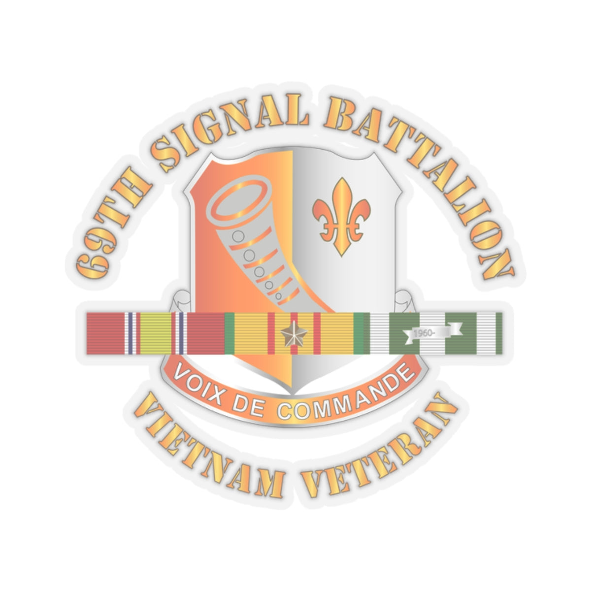 Kiss-Cut Stickers - 69th Signal Battalion - Vietnam Veteran w VN SVC CEN